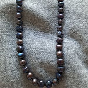 Purple freshwater pearl and silver necklace